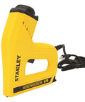 Heavy Duty Electric Staple And Brad Nail Gun With Dual Hi Lo Trigger For No Sweat Woodworking displayed from the side.