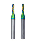 Extra Long Ball Nose End Mill With DLC Coating For CNC Milling And Carving 2 Flute Tungsten Carbide Router Bit One Quarter Inch Shank For Aluminum And Wood 3D Carving And Engraving Durable CNC Tools Set Two Pack, front view