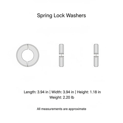 Diagram of All Purpose Galvanized Spring Lock Washer Set M3 Through M30 For Machinery with dimensions listed.
