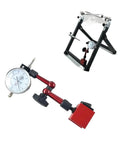Magnetic Dial Indicator Holder Base For Dial Bore Gauge And Micrometer, Stand For Comparator Watch, Replacement Tool Mount With Rock Solid Magnetic Base For Precise Measurement And Easy Setup on red adjustable arm and black stand