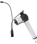 Heavy Duty L Shaped Electric Actuator Engineered With Rock Solid Steel Build For Silky Smooth Bed Lifting and Ultra Reliable Precision Motion In Any Home Or Shop Project with motor and connector.