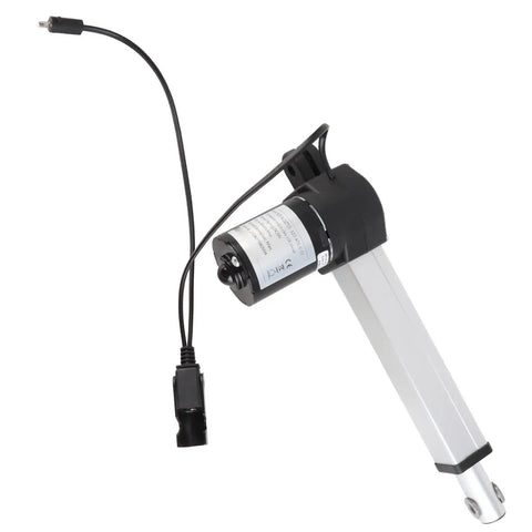 Heavy Duty L Shaped Electric Actuator Engineered With Rock Solid Steel Build For Silky Smooth Bed Lifting and Ultra Reliable Precision Motion In Any Home Or Shop Project with motor and connector.