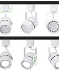 7W Dimmable LED Track Lighting Heads for H Type Track Rail, 12 Pack, adjustable spotlight heads on black rail display
