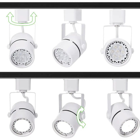 7W Dimmable LED Track Lighting Heads for H Type Track Rail, 12 Pack, adjustable spotlight heads on black rail display