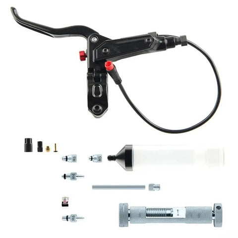 2-Pin Hydraulic Brake Lever For Ebikes And Scooters, Durable Aluminum Alloy Build, 22.2 Mm Handlebar Fit, tool set, black finish
