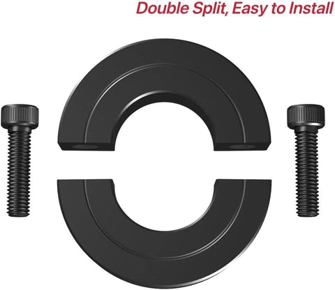 Double Split Shaft Collar With One Quarter Inch Bore Black Oxide Finish Two Piece Set Screw Carbon Steel Industrial Shaft Support