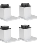 Four aluminum square sofa legs set, adjustable 60mm, cabinet foot furniture hardware; oxidized finish, rust-resistant.