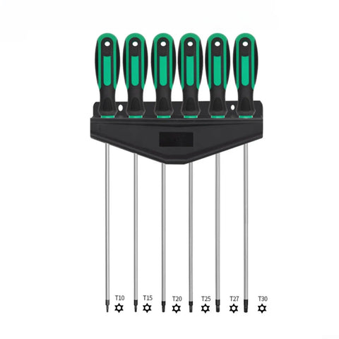Extended Torx Screwdriver Kit Featuring 6 Pieces T10 To T30 With 420mm Long Magnetic Rod For Deep Reach Repairs In Engines And Electronics Perfect Gritty Tools For Tough Spots. 6-piece T10-T30 set with 420mm long steel rods
