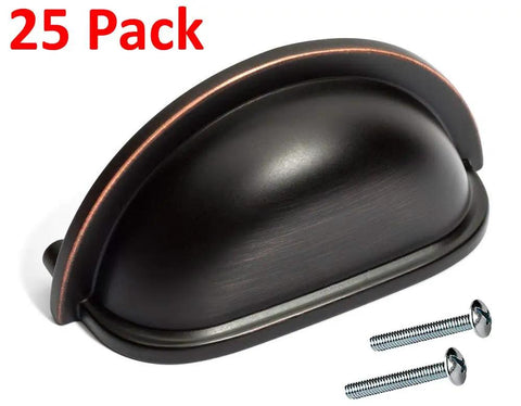 Oil Rubbed Bronze Cabinet Bin Pulls 3 Inch Center To Center Spacing 25 Pack With Mounting Screws sleek design