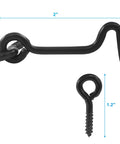 Beefy 5 Pack Swivel Hook And Eye Latches For Barn Gates Windows And Doors Legit Heavy Duty Steel Security Hooks showing 2 inch hook and 1.2 inch eye screw.