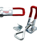Heavy Duty Pull Latch Clamp With 360 Pounds Capacity Adjustable Hook And Toggle Fastener That Lets You Lock Doors Securely In A Breeze For Trucks, Cabinets Or Heavy Storage Gear, metal latch clamp with red handle and 1.4cm hook