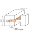 Adjustable Tongue And Groove Router Bit Set For Mission Style Cabinet Doors With Rock Solid High Density Carbide Edges For Slick Plywood And Hardwood Cuts Plus Fast Groove Tweaking For Total Weekend Crew Perfection diagram showing dimensions and design details.