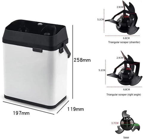 Robust Electric Portafilter Cleaning Station With Integrated Knock Box For Weekend Warriors And Cafe Pros Knocks Out Wet Pucks Instantly, 258mm tall