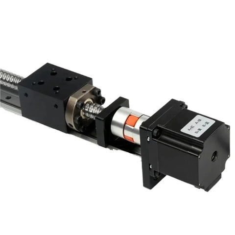 High Precision Linear Guide Rail Kit With Stepper Motor Ball Screw Motion Module For CNC Machines And 3D Printers Built Pro Grade Bearing Steel For Rock Solid Stability Ultra Low Friction Quiet Operation No Stick Slip Smooth Accurate Motion System, side view