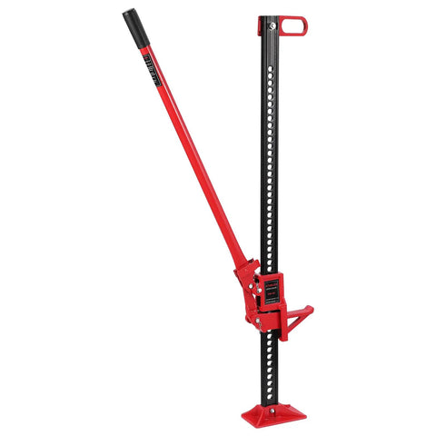 48 Inch Heavy Duty Farm Jack With 7000 Lb Lifting Capacity, red steel ratcheting jack for tractor, truck, SUV.