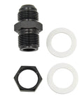 6AN To 6AN Male Flare Straight Fuel Line Bulkhead Fittings Aluminum Black Two Pack with washers and nut.