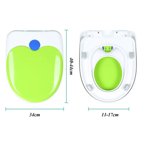 No Fuss Premium Durable Plastic Toilet Seat For Elongated Bowls Featuring Quick Swap Hinges Quiet Close Action Smooth Gliding Lid white with green accent