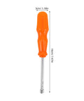 Heavy Duty Hex Socket Screwdriver Wrench With Swappable Bits For Nuts And Bolts with matte orange handle and steel shaft.