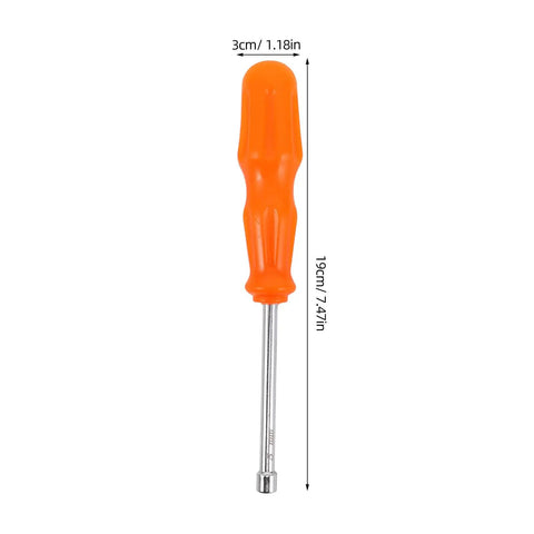 Heavy Duty Hex Socket Screwdriver Wrench With Swappable Bits For Nuts And Bolts with matte orange handle and steel shaft.