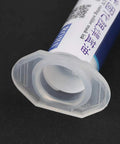 Close-up of the nozzle of DIY Friendly UV Curing Solder Paste For PCB Repairs, Non Clean Flux That Requires No Wash, 10cc tube, top view.