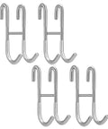 Drill Free Over Shower Glass Door Hooks 4 Pack In Polished Silver Made From SUS 304 Stainless Steel For Frameless Doors