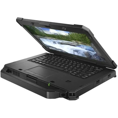 Rock Solid 14 Inch Fhd Touchscreen Laptop With Intel Core Eighth Gen I7 8650U Processor 32Gb Ram 1Tb Ssd And Amd Radeon Rx 540 Graphics Windows Eleven Pro angled view displaying keyboard and screen.