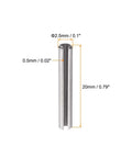 Slotted Spring Pin M2.5 x 20mm, 304 Stainless Steel Split Roll Dowel Pin, Plain Finish, with dimensions