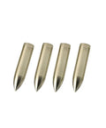 Four steel Wood Arrow Tips 74 Grain Field Points Glue On 12 Pack For 8mm Shafts Archery Practice shown in a row