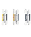 Top Shelf Heavy Duty Hidden Hydraulic Door Hinges White Zinc Alloy showing smooth close functionality for cabinet use.