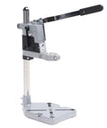 Baxyadex Universal Bench Drill Press Stand With Sturdy Aluminum Alloy Body and 25 Mm Stainless Steel Column showcased from the side view.