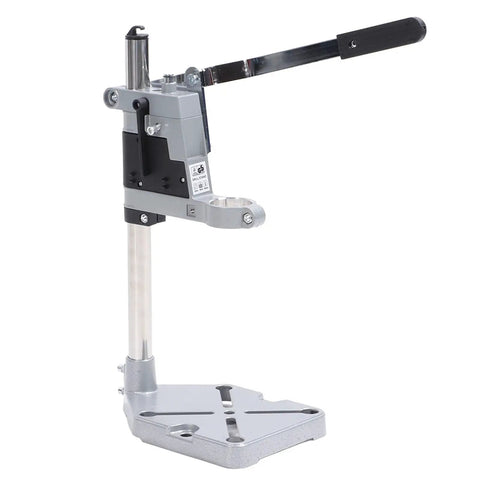 Baxyadex Universal Bench Drill Press Stand With Sturdy Aluminum Alloy Body and 25 Mm Stainless Steel Column showcased from the side view.