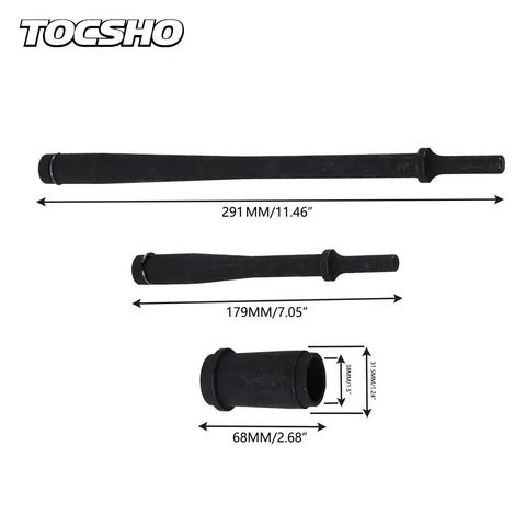 Dimensions of Beast Mode Pneumatic Bushing Driver Set For 1 And 3 Eighths Inch Anchor Pins And Bushings Eleven And A Half Inch Long