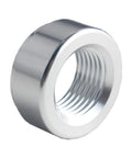 Pair Of 3/8 Inch NPT Aluminum Weld On Bung Fittings For Fuel Tanks Lightweight 6061 Alloy close-up view of threaded aluminum bung.