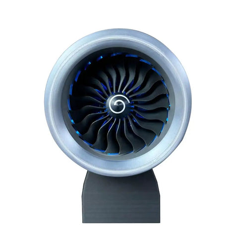 Front view of 3D Printed Turbofan Engine Model Kit With Functional Nacelle Thrust Reverser Finished Display Version For Hobbyists And Gearheads.