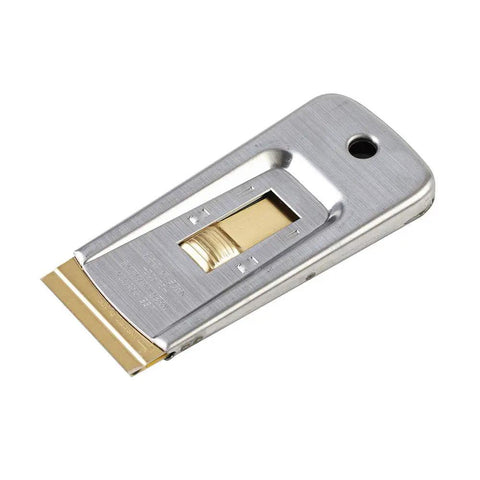 Razor Blade Scraper Tools Set With Five Replaceable Single Edge Blades, metal holder for multi-surface use.