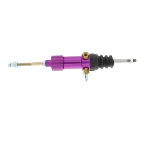 Bulletproof Pull Type Hydraulic Clutch Slave Cylinder With A Beefed Up 7 8 Inch Bore, purple aluminum body for smooth shifting in trucks.