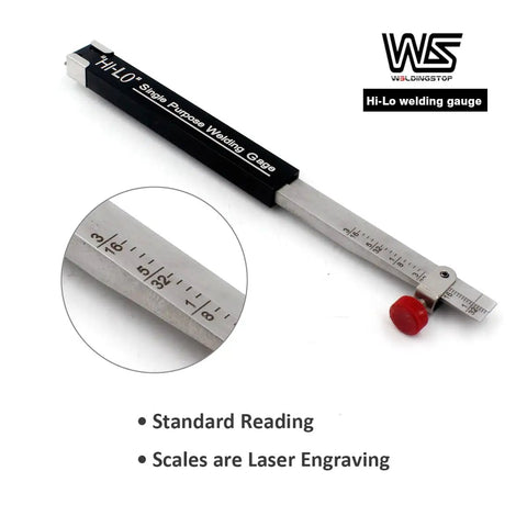 Hi Lo Internal Welding Gage For Measuring Internal Misalignment And Fit Up Shop Grade Stainless Steel Inch Gage Ranges 0 To 0.15625 Inch Misalignment And 0 To 0.1875 Inch Gap Single Purpose Welding Tool, stainless steel with engraved inch scale