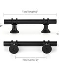 Black Cabinet Pulls 15 Pack With Three Inch Hole Centers, Easy Install, Five Inch Long, One Half Inch Diameter, One And One Quarter Inch Projection
