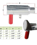 3/4 Inch Cam Lock Wrecker Pin Set, Heavy Duty zinc plated twist lock plunger with red handle for trailer hardware use.