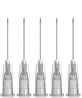 Top Shelf 100 Pack 27 Gauge 1 Inch 304 Stainless Steel Syringe Needles With Secure Caps For Lab Work Industrial Applications Built Different And Individually Wrapped, displayed from the front.