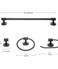 Camden 5-Piece All-In-One Bathroom Set With 3-Light Vanity Bar, Seeded Glass Shades, Towel Bar, Towel Ring, Robe Hook And Toilet Paper Holder In Vintage Bronze Finish dimensions