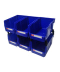 Blue Storage Organizer Bins 6 Pack For Workshop And Office Wall Mount And Stackable Tool Bins For Screws Small Parts And Office Supplies