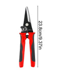Non Slip Snip Shears For Sheet Metal 9 Inch Manganese Steel Cutter with red ergonomic grip and labor saving lever