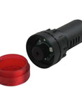 Two Pack 22mm Red LED Buzzer Alarm Signal Light 24V AC DC Indicator with High Brightness LED and Loud Speaker close-up view