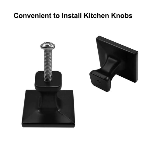 12 Pack Black Matte Square Cabinet Knobs For Drawers Built Tough With Solid Metal Build 30mm 1.2 Inch Size And Standard Screw Holes Easy Upgrade For Cabinets Dressers And More, black matte square knobs with screw