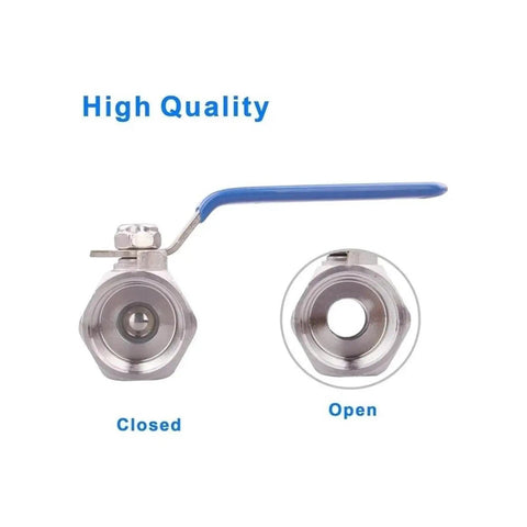 Built Tough Plumbing Ball Valve With Female Threaded Connection And Smooth Turn Handle For Rapid Fluid Shutoff and Zero Drip Reliability That Truly Delivers Every Day showing open and closed positions.