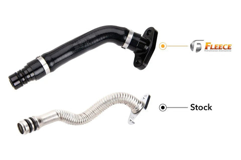 Dodge 07 To 18 2500 3500 6.7L Cummins Turbo Drain Tube Kit Replacement Oil Line Kit For VGT Turbo Black Finish vs Stock Tube