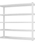 Heavy Duty 3000 Lbs Garage Shelving Unit, 5 Tier Adjustable Metal Shelves, Industrial Storage Rack, 48 W x 24 D x 72 H Inches, White Finish, Ideal for Tools, Auto Shop, Workshop, and Garage Organization, front view