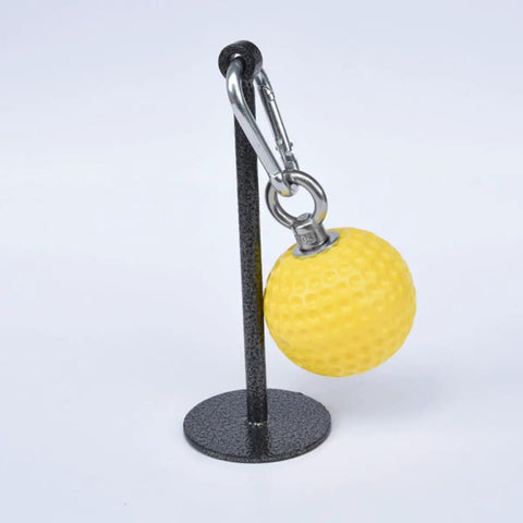 Hand Grip Ball For Dumbbell Bracket Set Anti Slip Surface And Easy Detachment Yellow PC and Steel Fitness Gear on stand