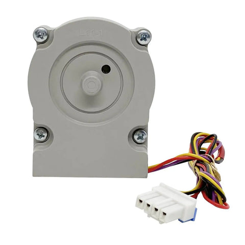 Front view of Refrigerator Condenser Fan Motor Replacement For LG Haier 12V 1A ODM001F4A EAU63923601 with wires and connector